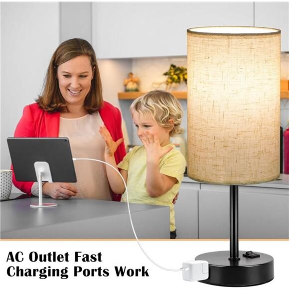 ZJOJO Table Lamp for Bedroom Set of 2, Bedside Small Lamps with 3 Way Dimmable - Picture 11 of 14